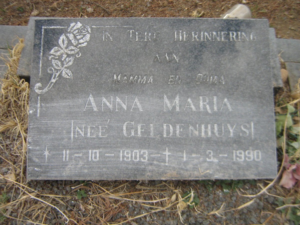 ? Anna Maria nee GELDENHUYS 1903-1990