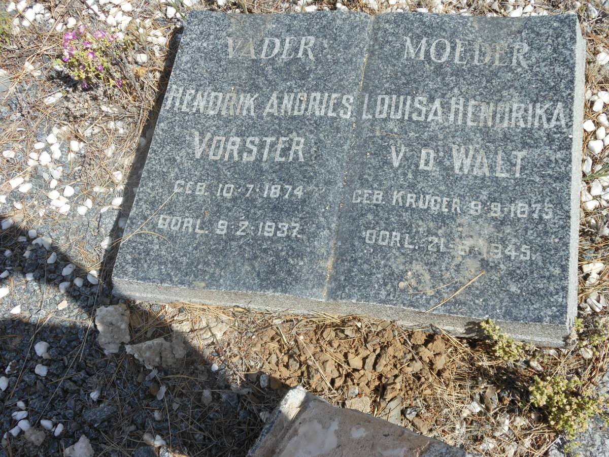 VORSTER Hendrik Andries 1874-1937 :: V.D. WALT Louisa Hendrika nee KRUGER 1875-1945