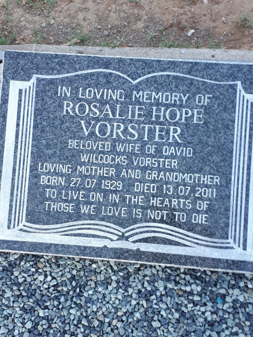 VORSTER Rosalie Hope 1929-2011