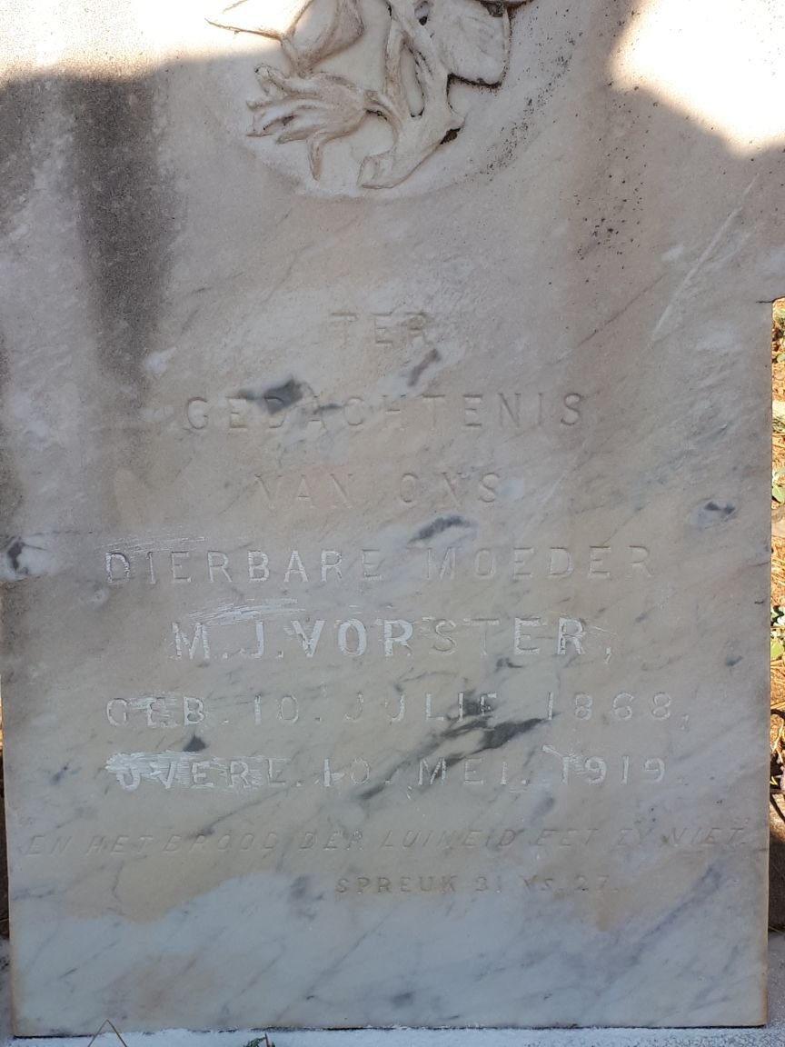 VORSTER M.J. 1868-1919