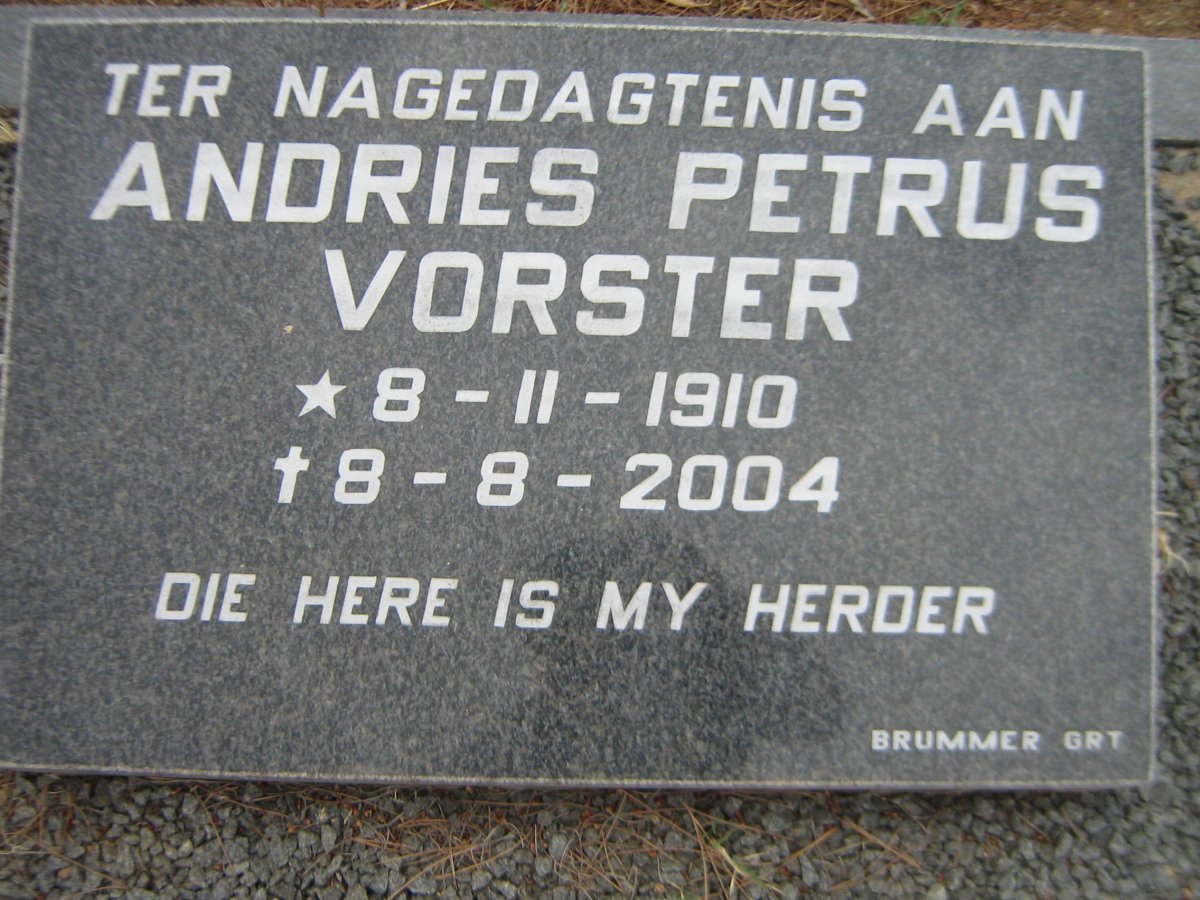 VORSTER Andries Petrus 1910-2004
