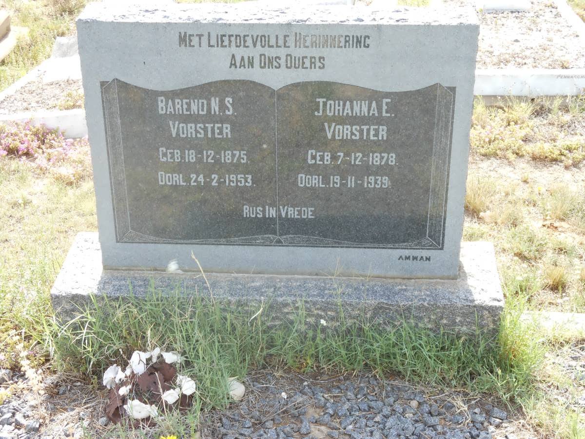 VORSTER Barend N.S. 1875-1953 &amp; Johanna E. 1878-1939