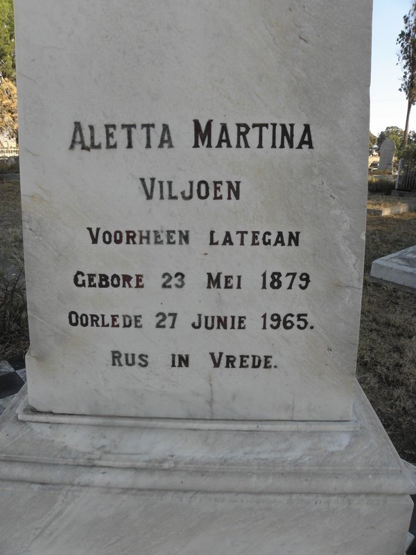 VILJOEN Aletta Martina voorheen LATEGAN 1879-1965