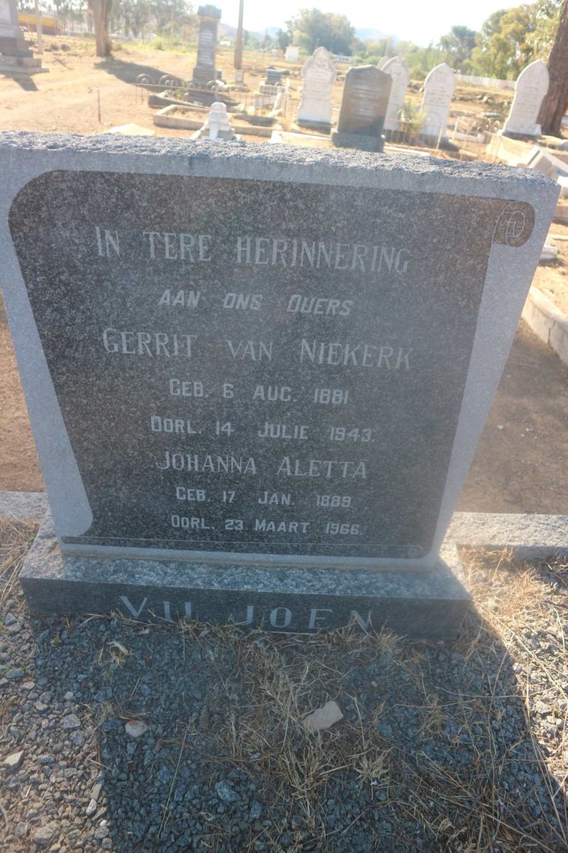 VILJOEN Gerrit van Niekerk 1881-1943 &amp; Johanna Aletta 1889-1966