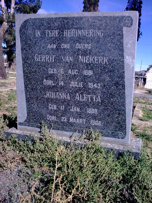 VILJOEN Gerrit van Niekerk 1881-1943 &amp; Johanna Aletta 1889-1966