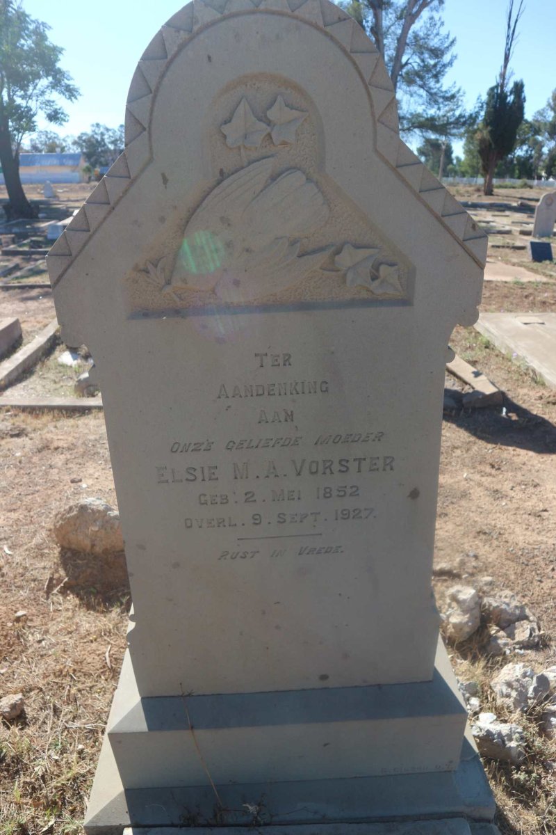 VORSTER Elsie M.A. nee DU TOIT 1852-1927 