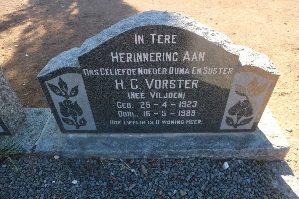 VORSTER H.G. nee VILJOEN 1923-1989