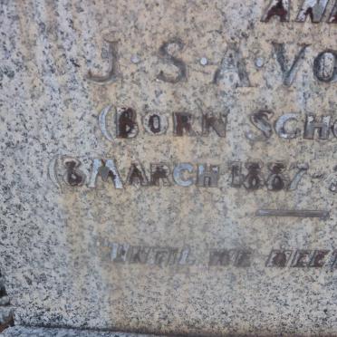 VORSTER J.F. 1885-1930 &amp; J.S.A. SCHOOMBIE 1887-1931 