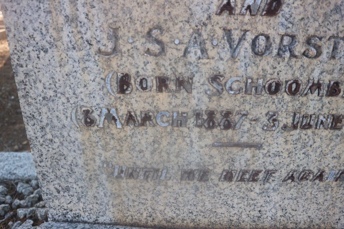 VORSTER J.S.A. nee SCHOOMBIE 1887-1931
