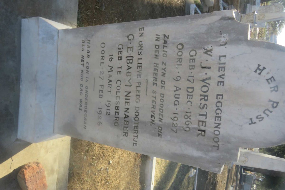 VORSTER W.J. 1869-1927 :: NIENABER G.E. 1912-1926