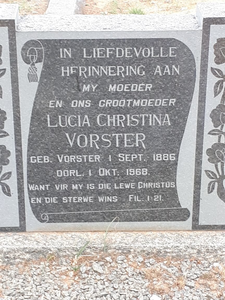 VORSTER Lucia Christina nee VORSTER 1886-1968