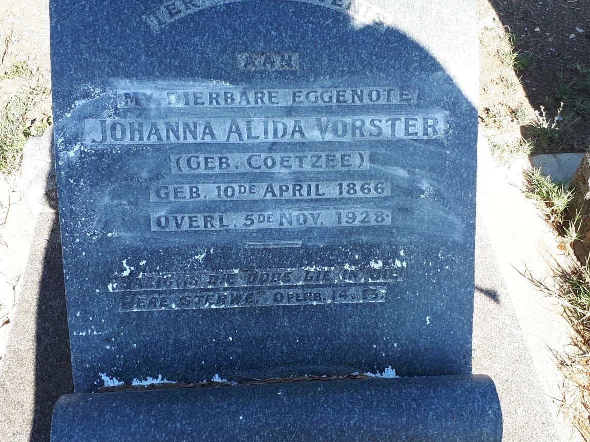VORSTER Johanna Alida nee COETZEE 1866-1928