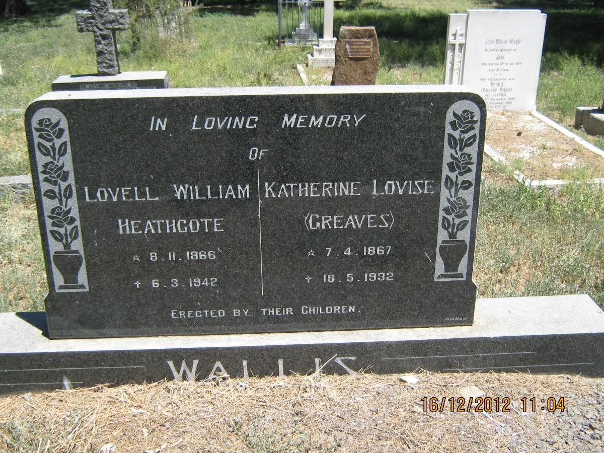 WALLIS Lovell William Heathcote 1866-1942 &amp; Katherine Lovise GREAVES 1867-1932