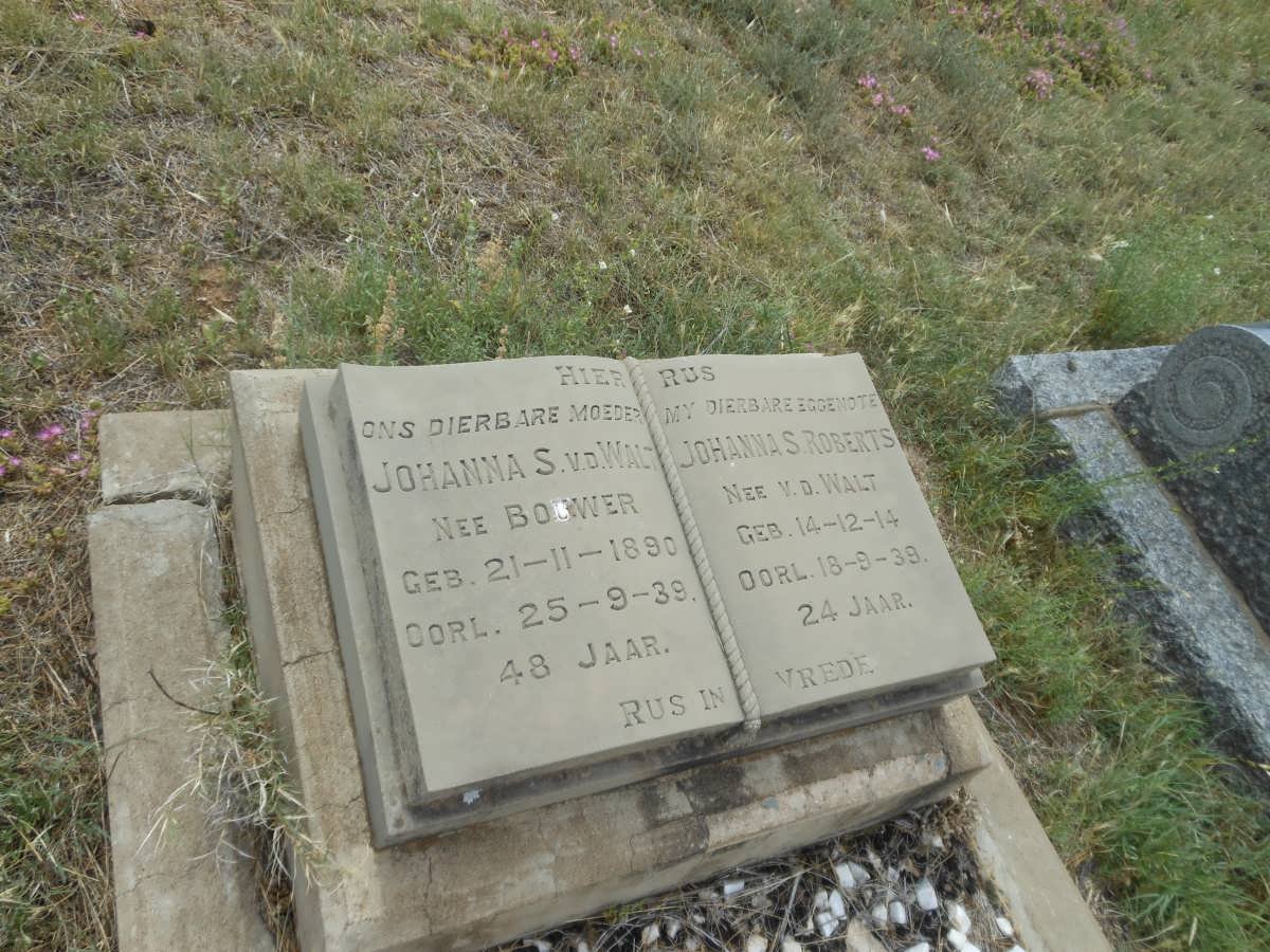 WALT Johanna S., v.d. nee BOUWER 1890-1939 :: ROBERTS Johanna S. nee V.D. WALT 1914-1939 