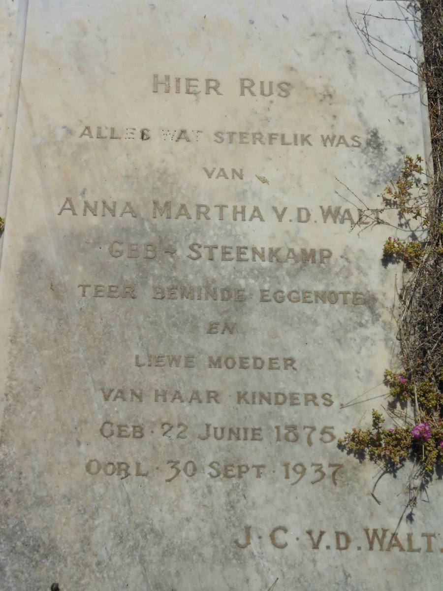 WALT Anna Martha, v.d. nee STEENKAMP 1875-1937