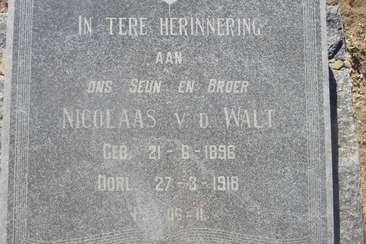WALT Nicolaas, v.d. 1896-1918