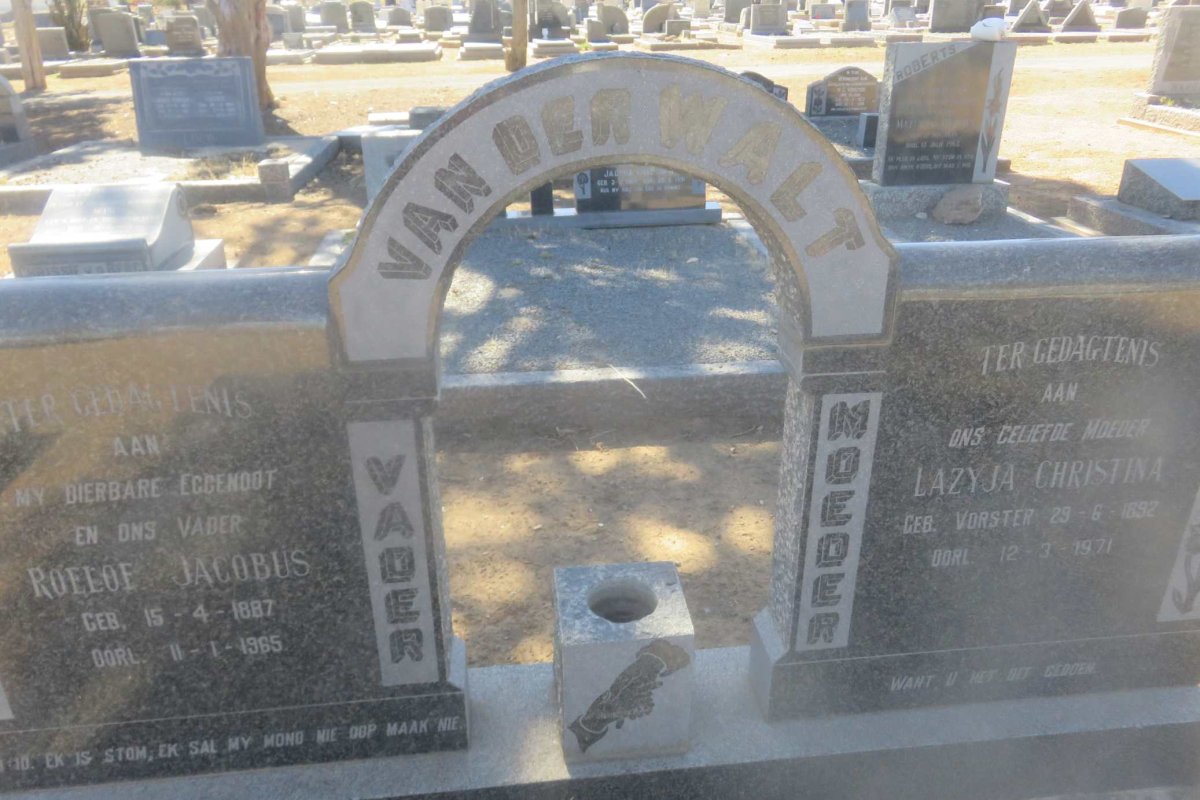 WALT Roelof Jacobus, van der 1887-1965 &amp; Lazyja Christina VORSTER 1892-1971