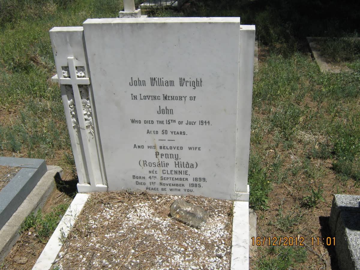 WRIGHT John -1944 &amp; Rosalie Hilda GLENNIE 1899-1985