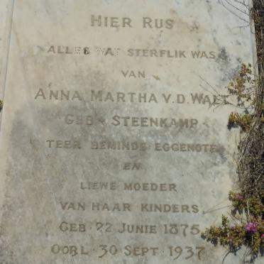 WALT Anna Martha, v.d. nee STEENKAMP 1875-1937