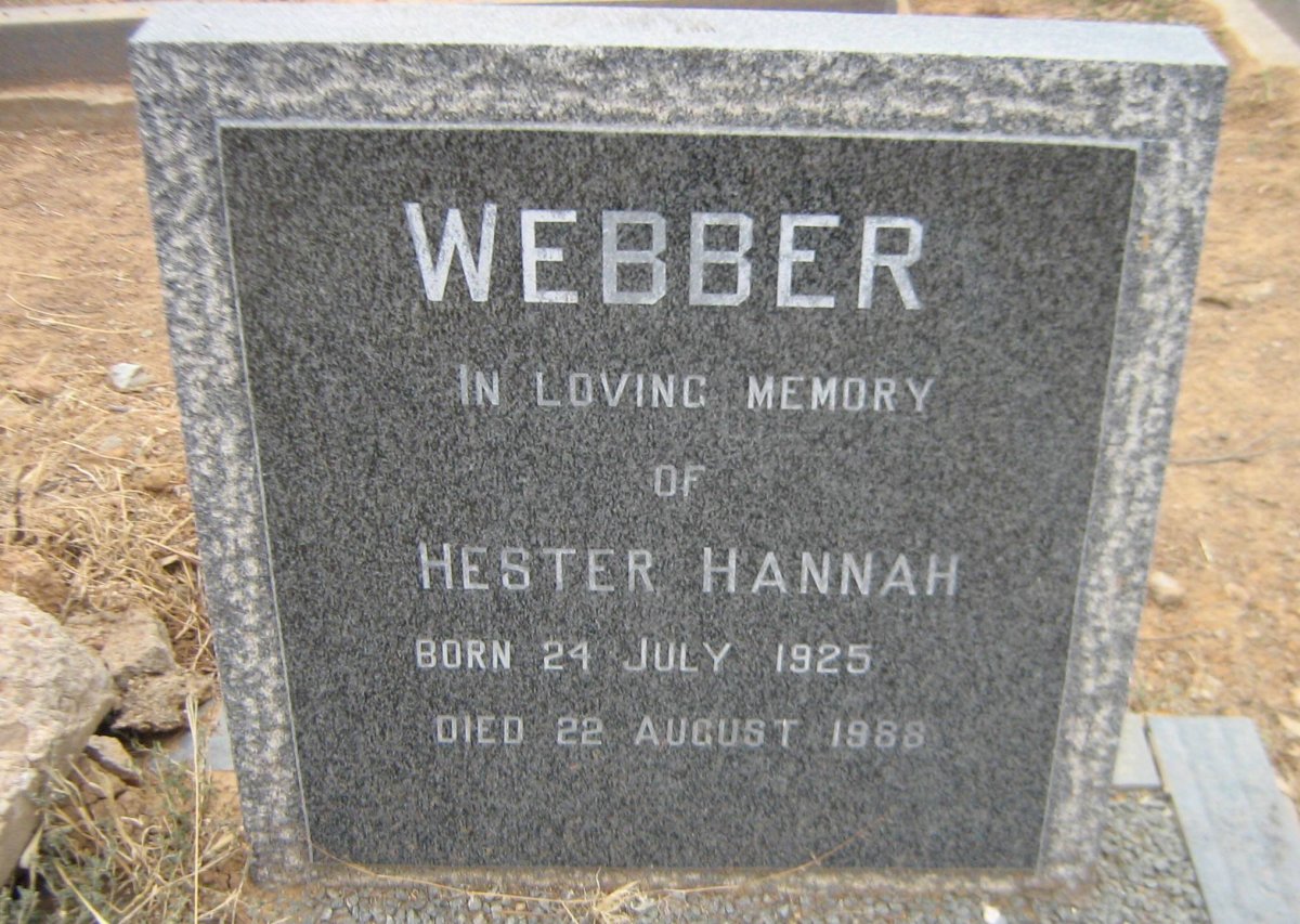 WEBBER Hester Hannah 1925-1988