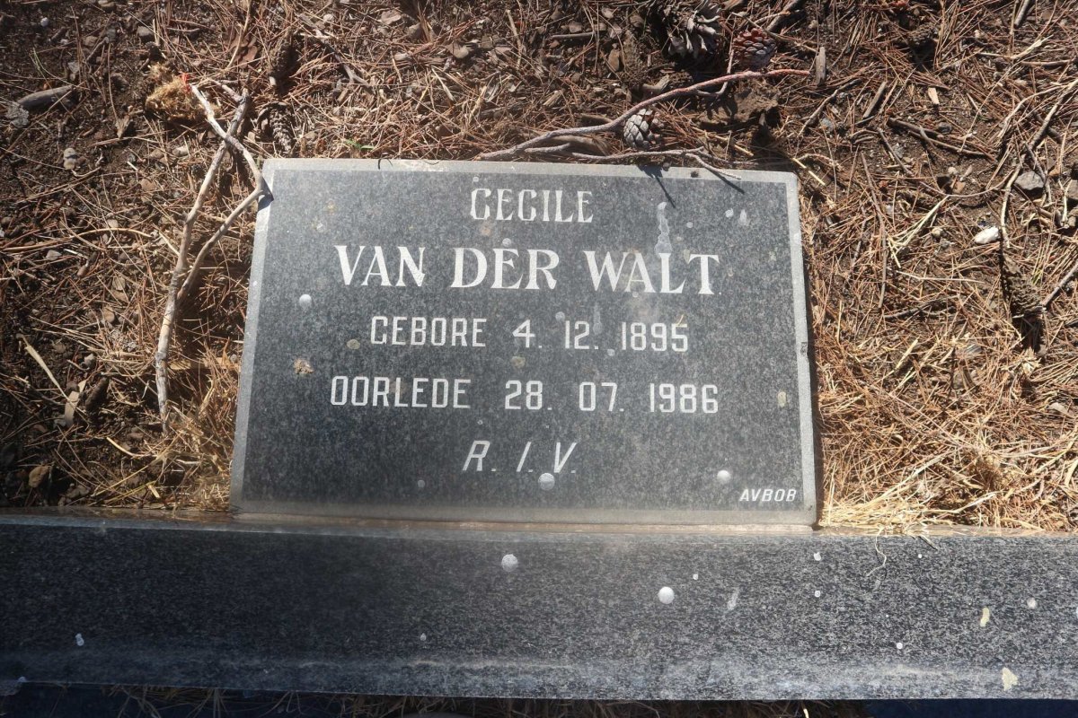 WALT Cecile, van der 1895-1986