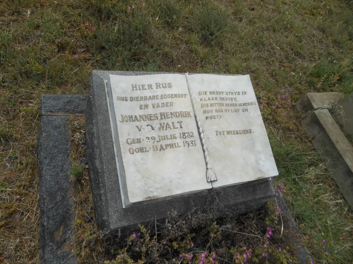 WALT Johannes Hendrik, v.d. 1882-1931