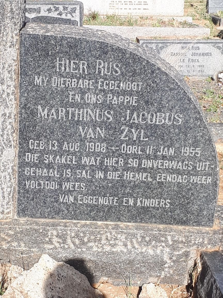ZYL Marthinus Jacobus, van 1908-1955