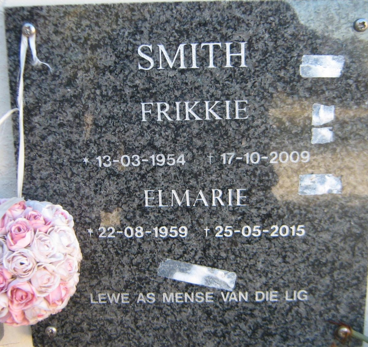 SMITH Frikkie 1954-2009 &amp; Elmarie 1959-2015