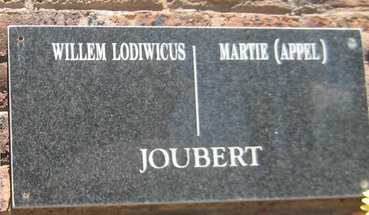 JOUBERT Willem Lodiwicus &amp; Martie APPEL