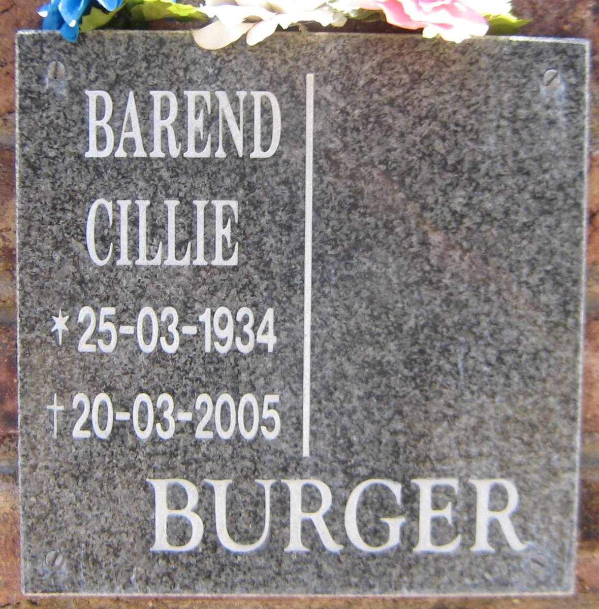 BURGER Barend Cillie 1934-2005