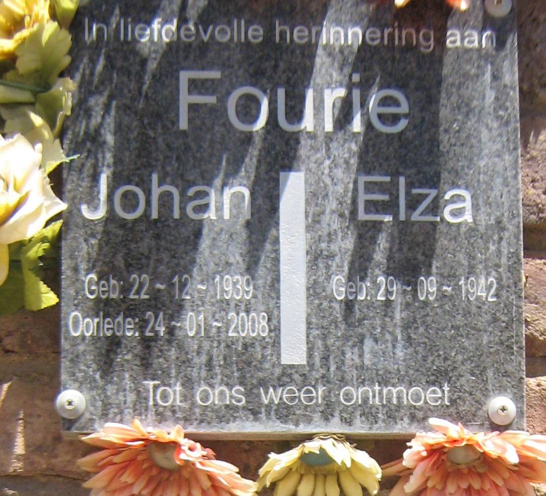 FOURIE Johan 1939-2008 &amp; Elza 1942-