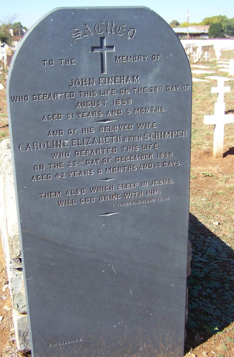 FINEHAM John -1858 &amp; Caroline Elizabeth SCHIMPER -1858