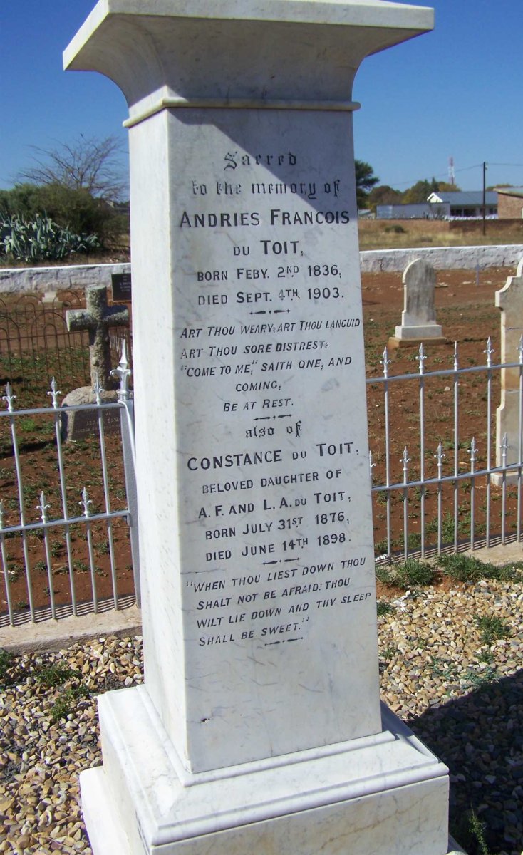 TOIT Andries Francois, du 1836-1903 :: DU TOIT Sarah -1922 :: DU TOIT Constance 1876-1898
