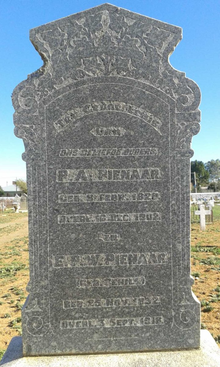 PIENAAR P.A. 1829-1902 &amp; E.P.W. CEHILL 1832-1918