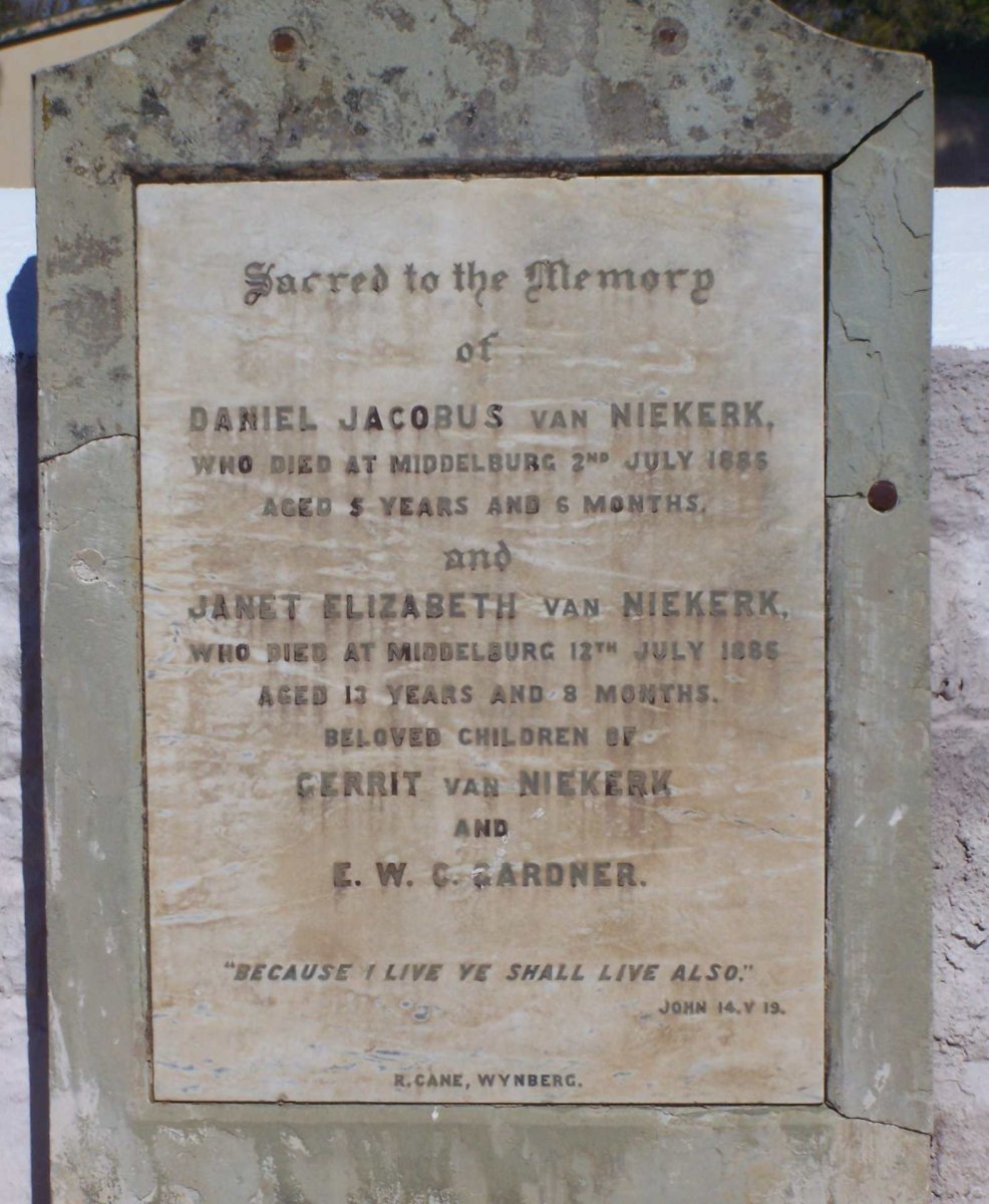 NIEKERK Daniel Jacobus, du -1886 :: VAN NIEKERK Janet Elizabeth -1886