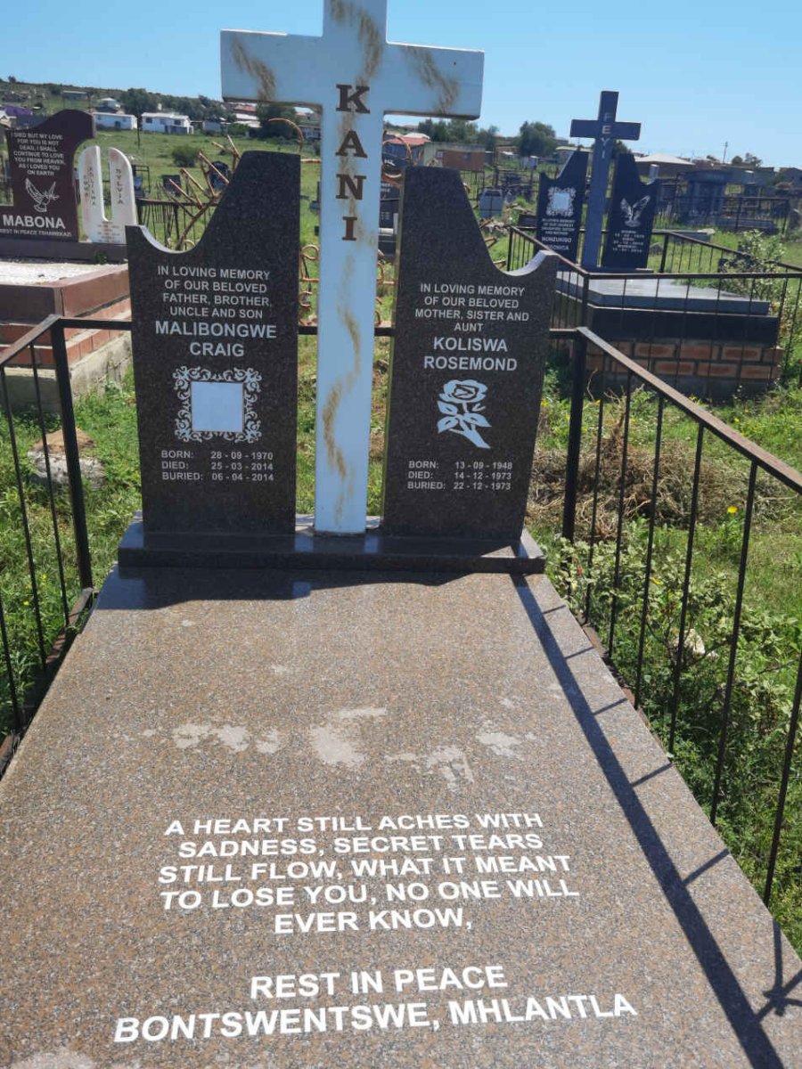 KANI Koliswa Rosemond 1948-1973 :: KANI Malibongwe Craig 1970-2014
