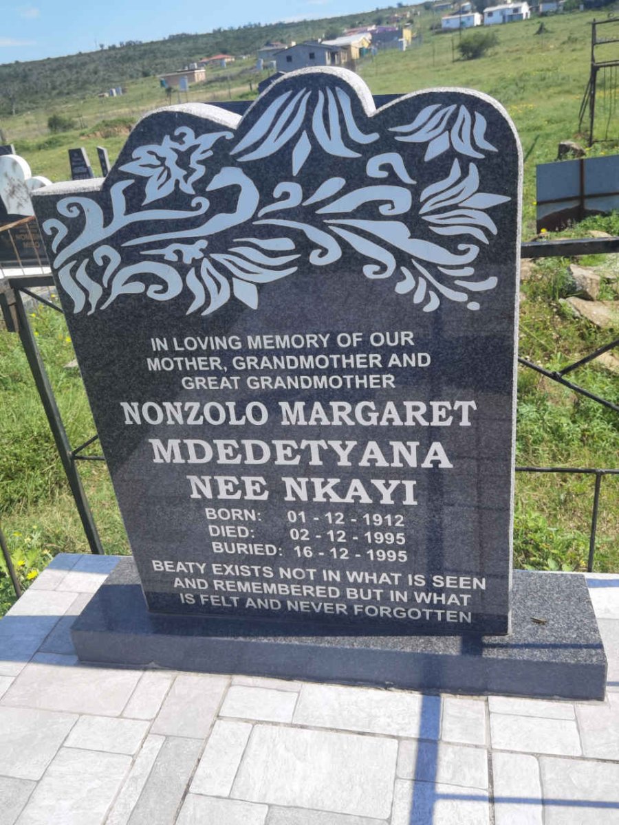MDEDETYANA Nonzolo Margaret nee NKAYI 1912-1995