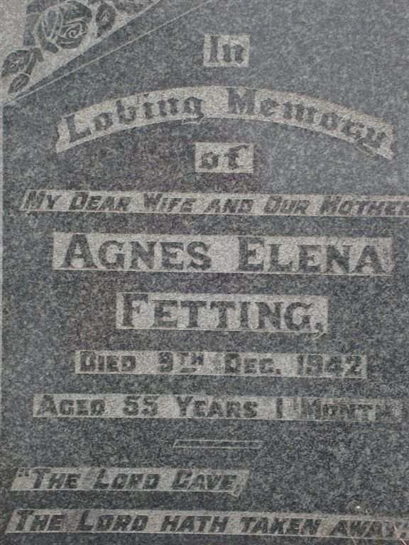 FETTING Agnes Elena -1942