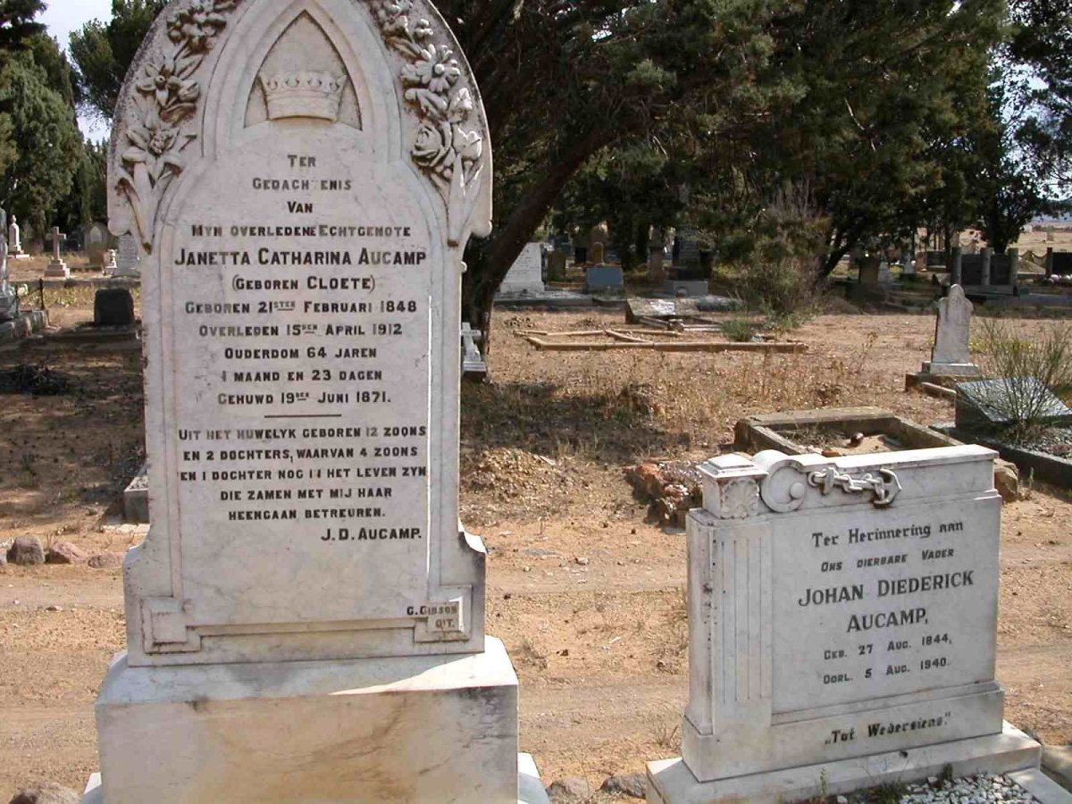 AUCAMP Johan Diederick 1844-1940 &amp; Janetta Catharina CLOETE 1848-1912