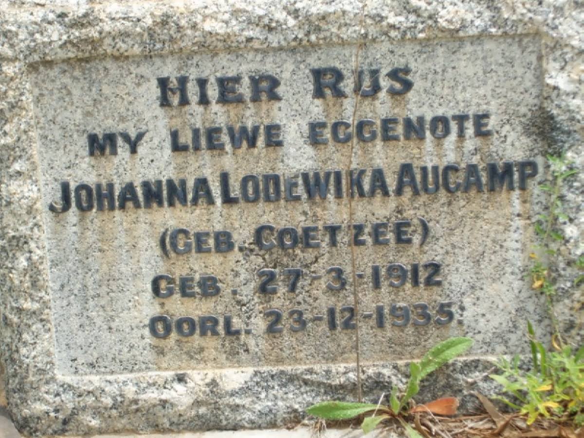 AUCAMP Johanna Lodewika nee COETZEE 1912-1935