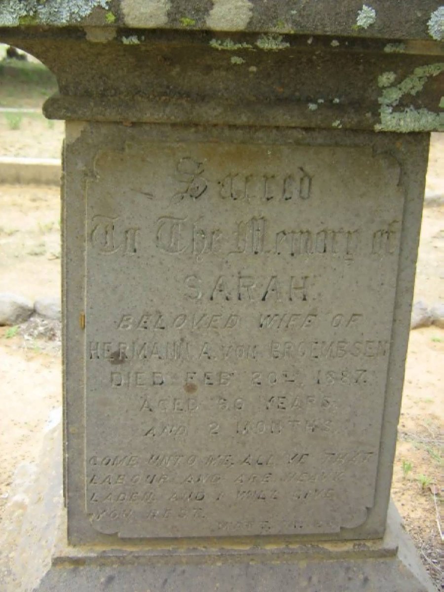 BROEMBSEN Sarah, von -1887