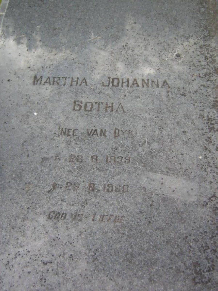 BOTHA Martha Johanna nee VAN DYK 1939-1960