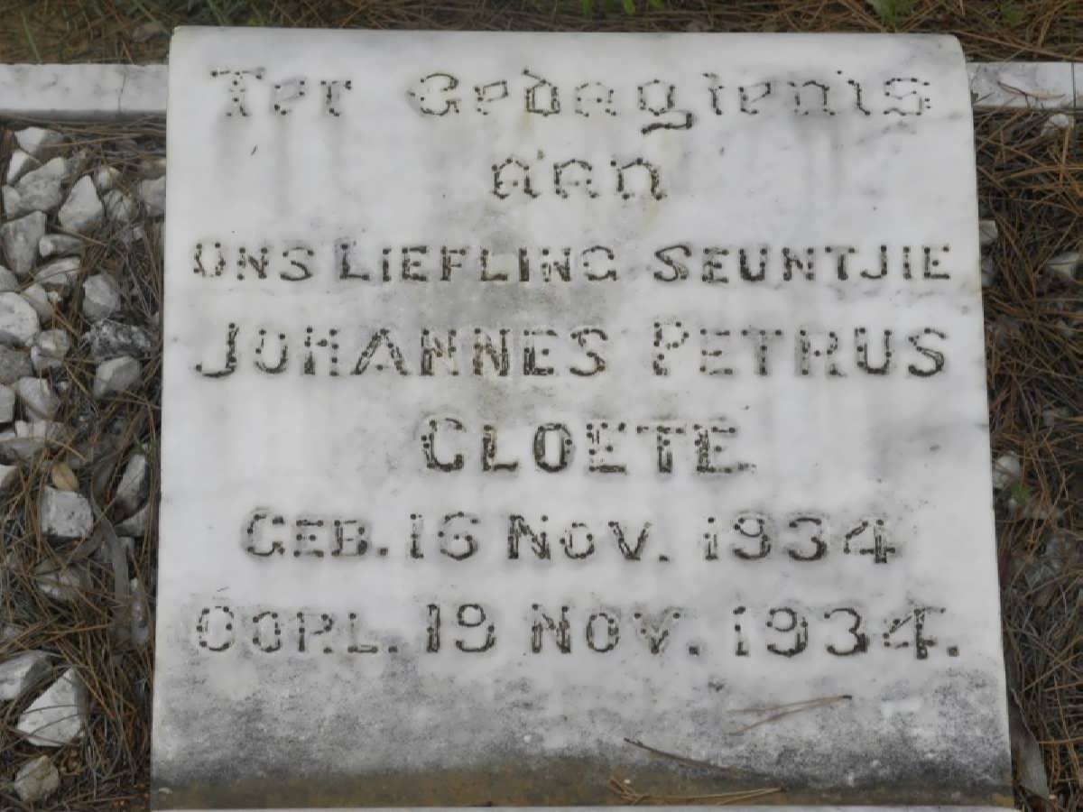 CLOETE Johannes Petrus 1934-1934