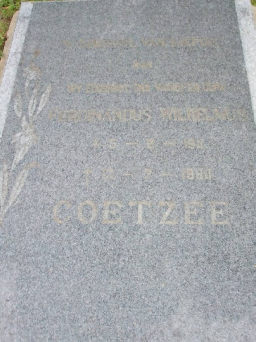 COETZEE Ferdinand Wihelmus 190?-1980