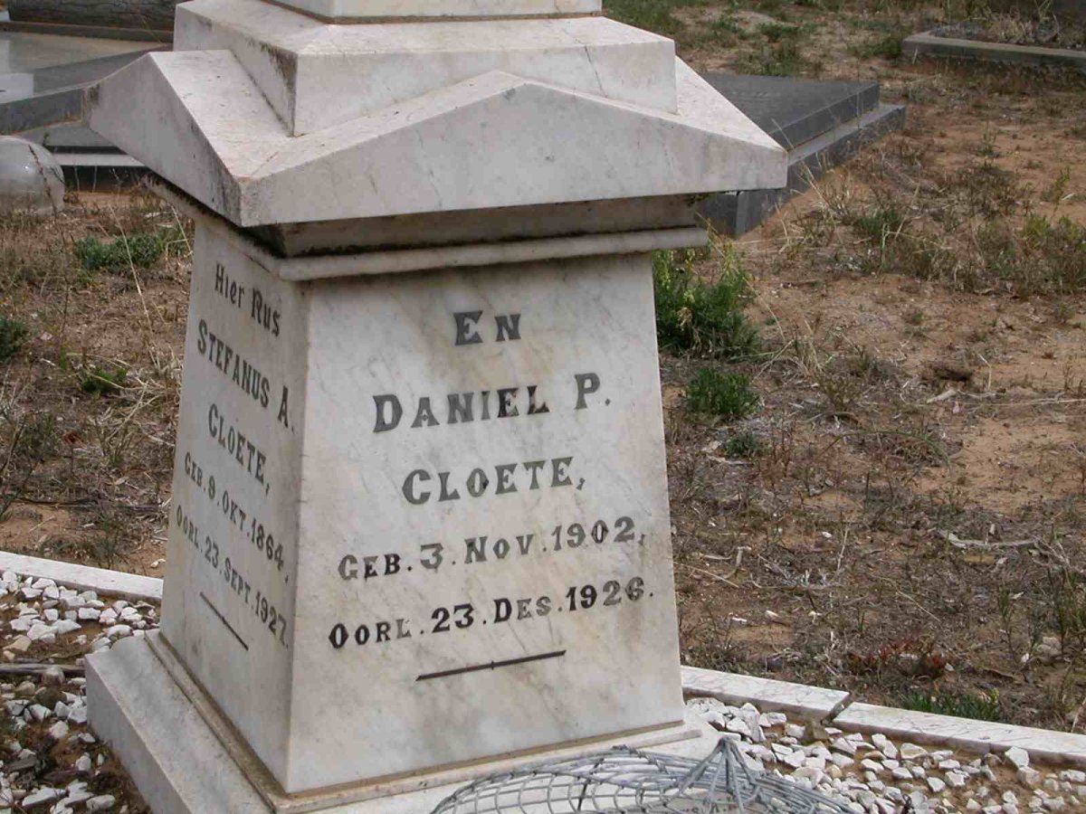 CLOETE Stefanus A. 1864-1927 :: CLOETE Daniel. P. 1902-1926 _2