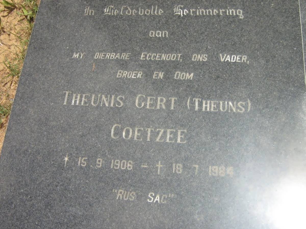 COETZEE Theunis Gert 1906-1984