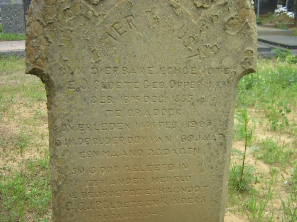 CLOETE E.J. nee OPPERMAN 1855-1923