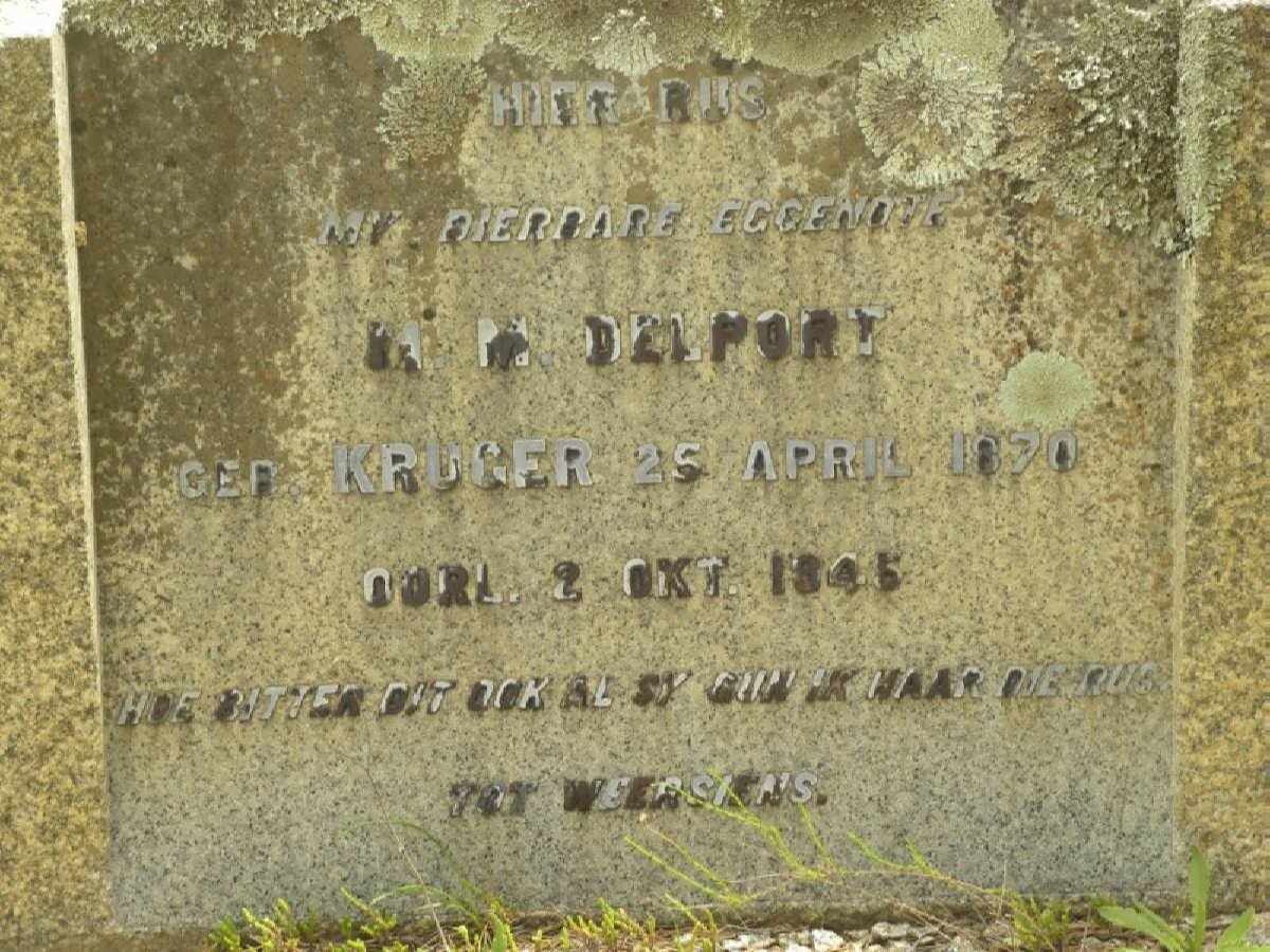 DELPORT M.M. nee KRUGER 1870-1945