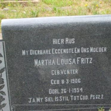 FRITZ Martha Louisa nee VENTER 1906-1954