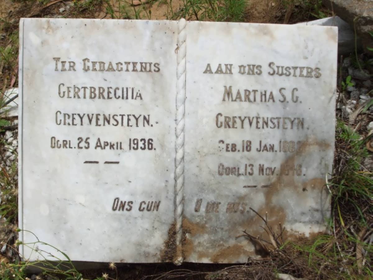 GREYVENSTEYN Gertbrechta -1936 :: GREYVENSTEYN Martha S.G. 1883-1946